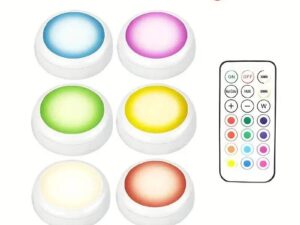 6 Pack RGBW LED Cabinet Lights, Remote Control, Battery Powered