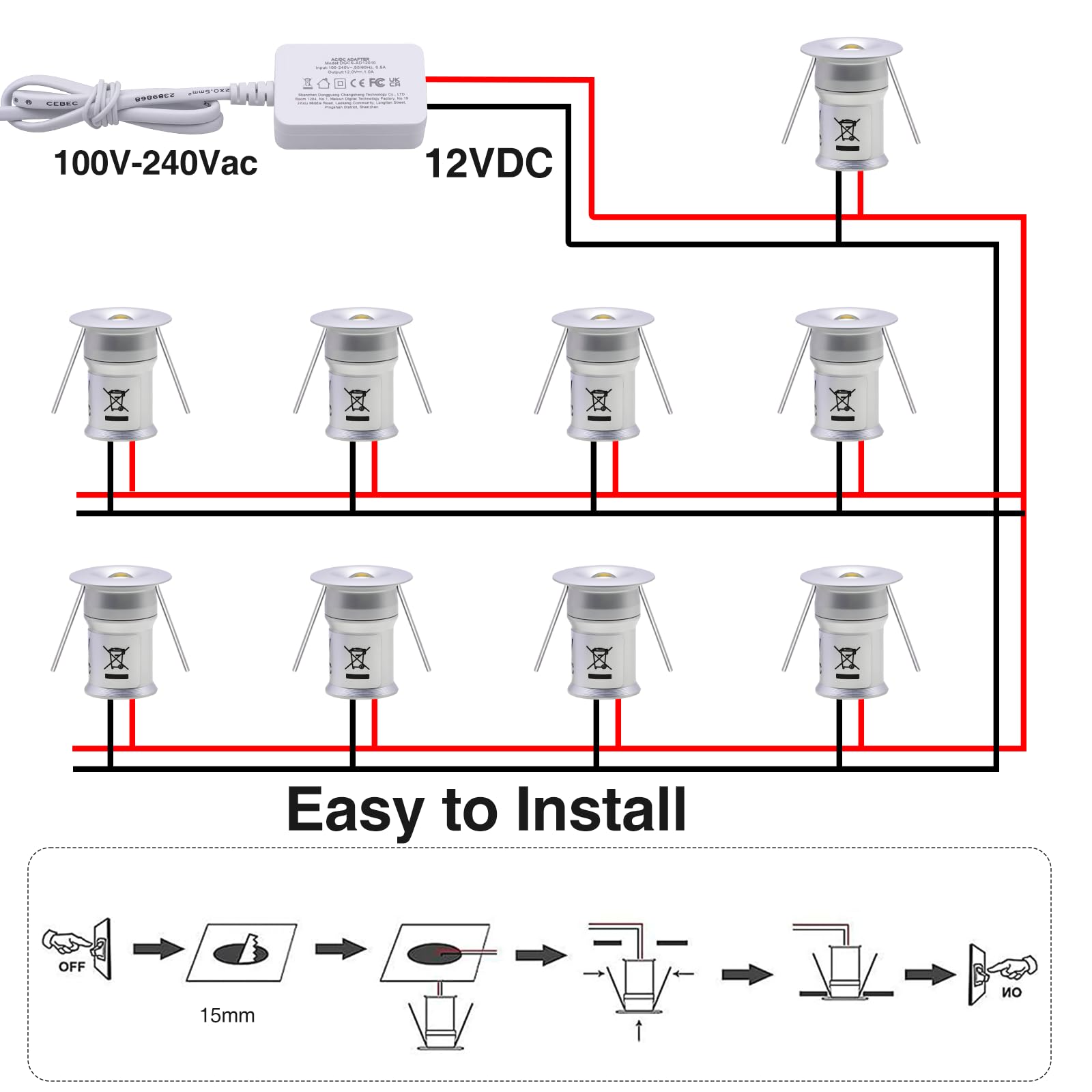 Mini LED Downlights for Ceiling 9 Pack,Cold White 6000K LED Recessed Ceiling