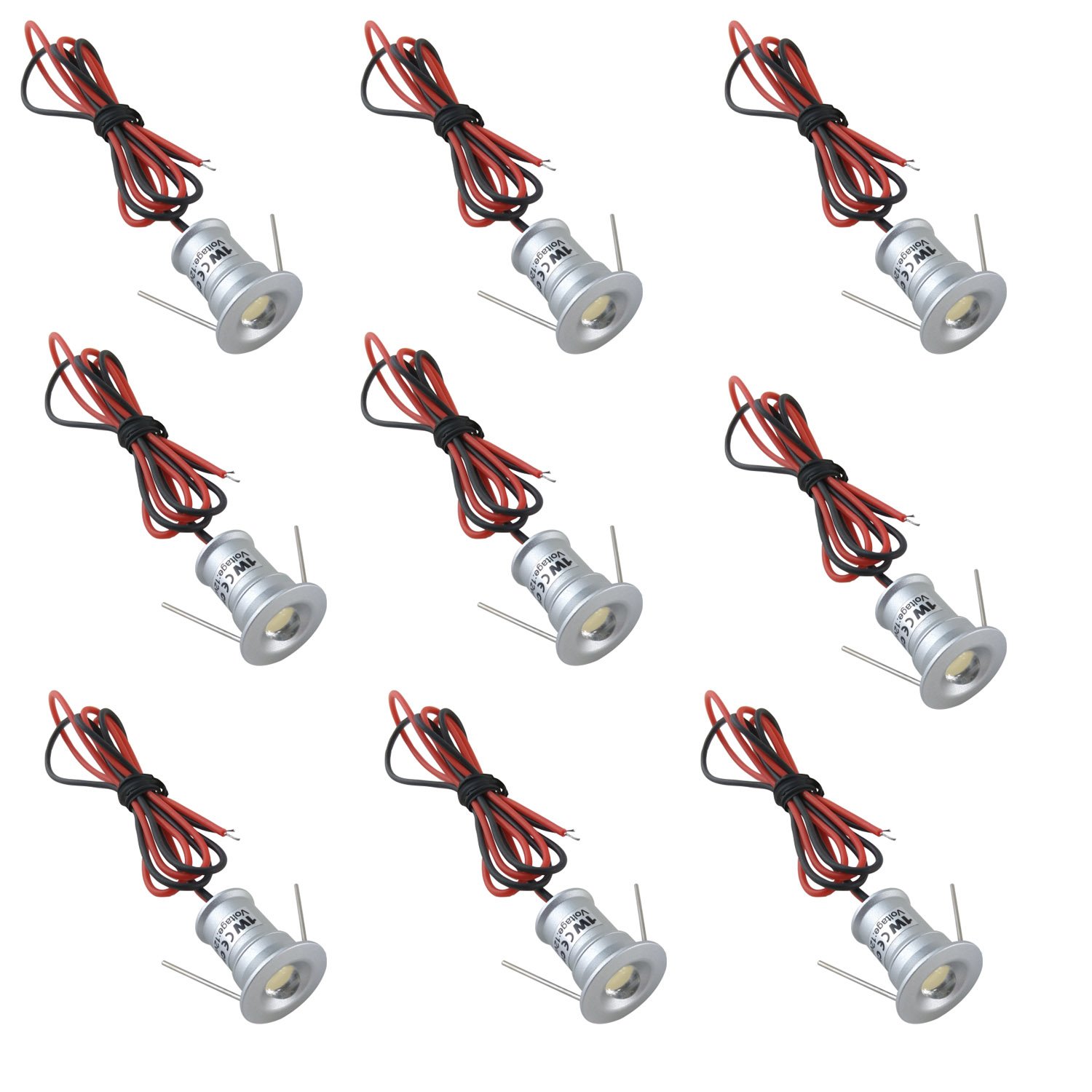 12V Under Cabinet LED Lights 9 Packs of Recessed Mini Downlights w/ Hardwired