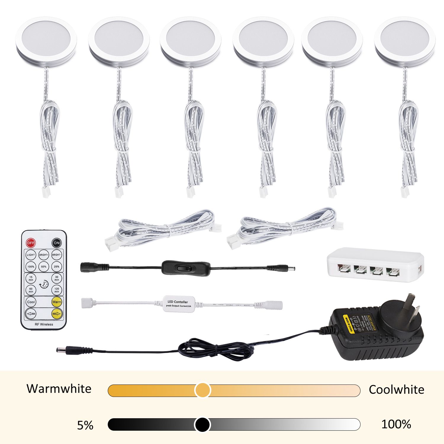 LED Under Cabinet Puck Lights, Color Temperature Changeable Under Counter