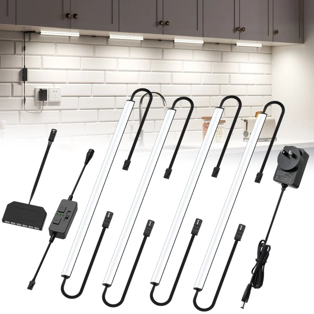 Under Cabinet Lighting, Timer & CCT 2700-6000K w/ Slider Dimmer, Plug-in 12Inch
