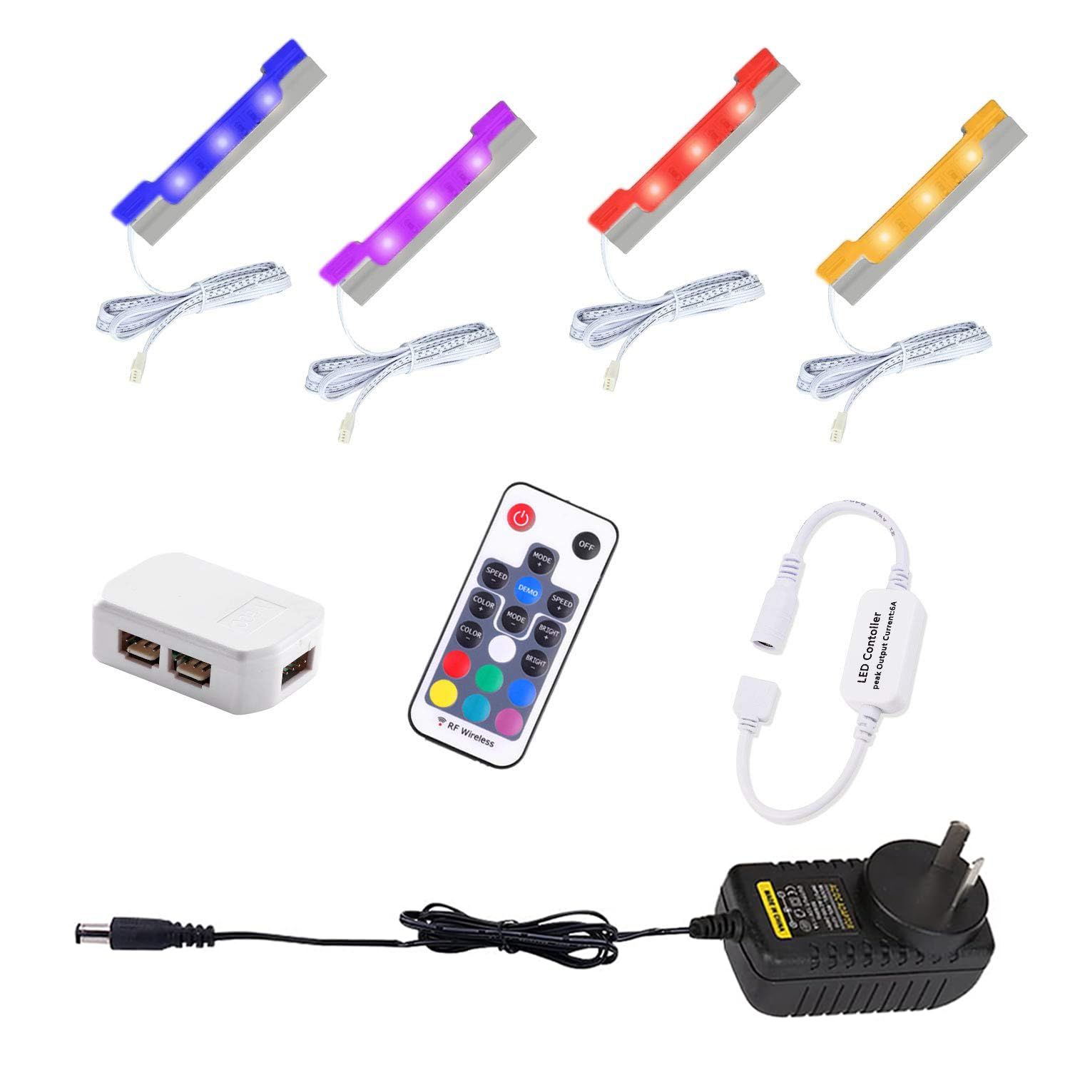 LED Under Cabinet Night Lights Kit for Glass Edge Shelf Back Side Lighting Using