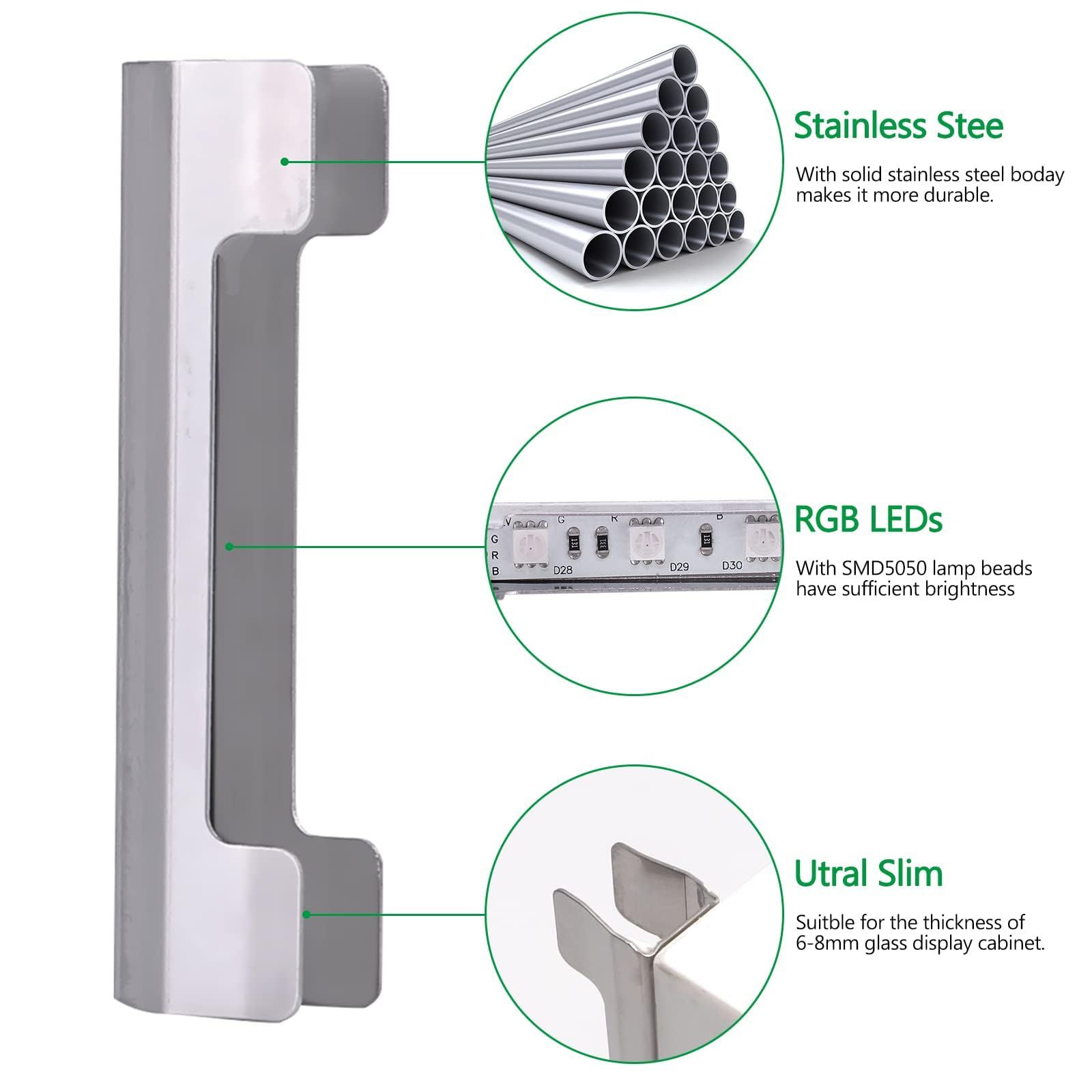 LED Under Cabinet Night Lights Kit for Glass Edge Shelf Back Side Lighting Using