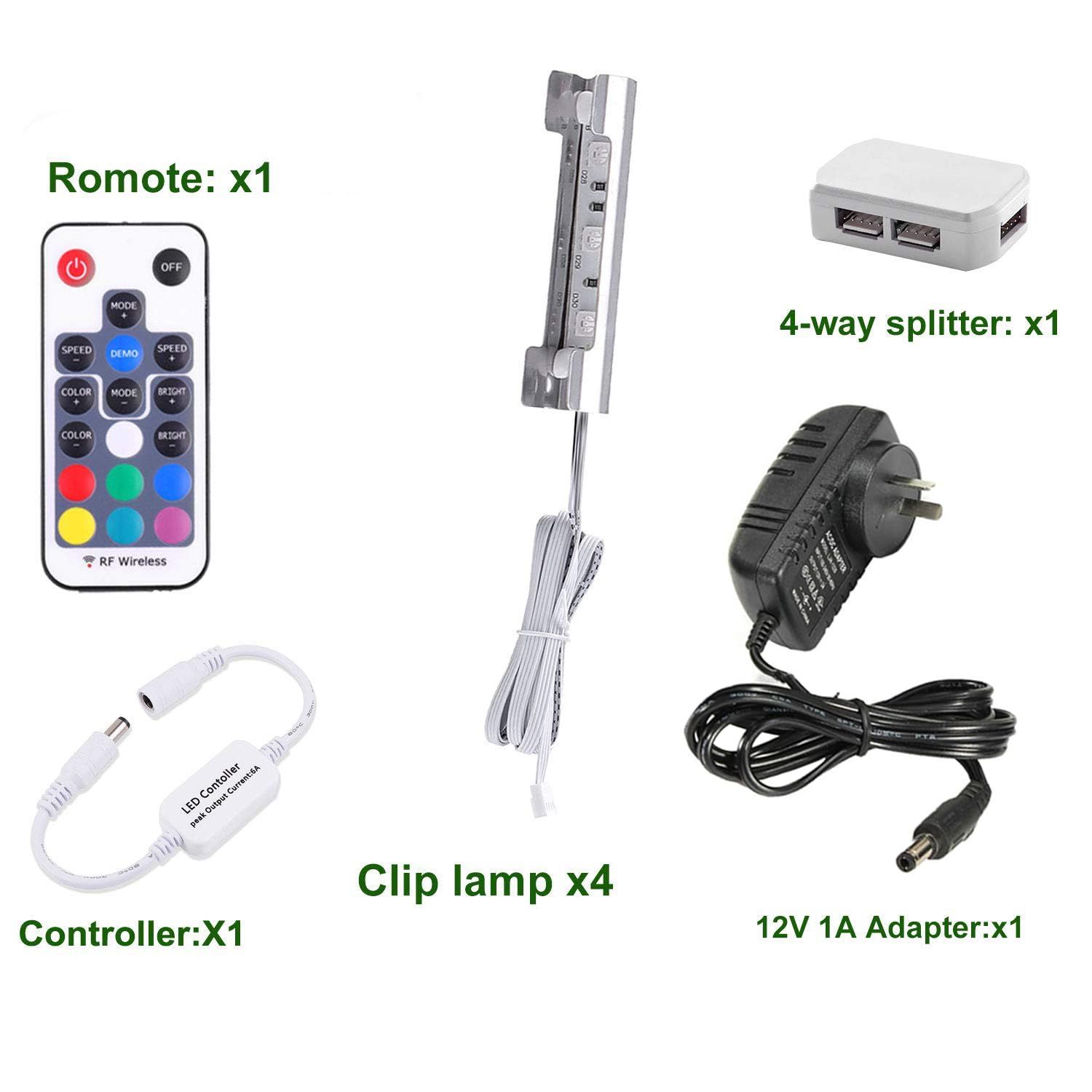 LED Under Cabinet Night Lights Kit for Glass Edge Shelf Back Side Lighting Using