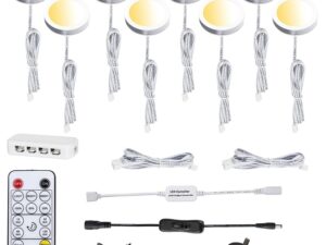 LED Under Cabinet Puck Lights CCT Light Color Temperature Adjustable Warm+White