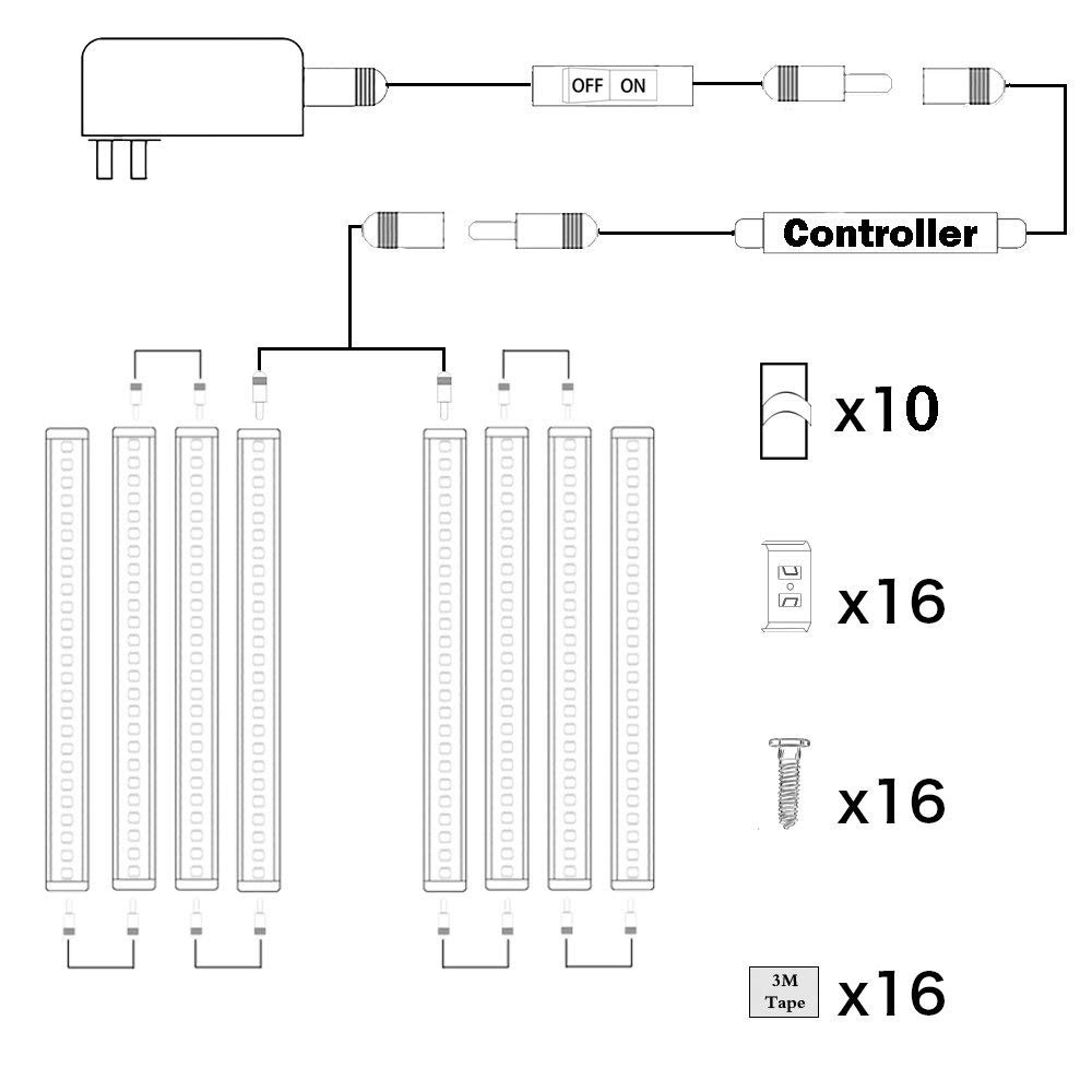 Dimmable LED Under Cabinet Lighting Bar, 12V Under Counter LED Light Strip