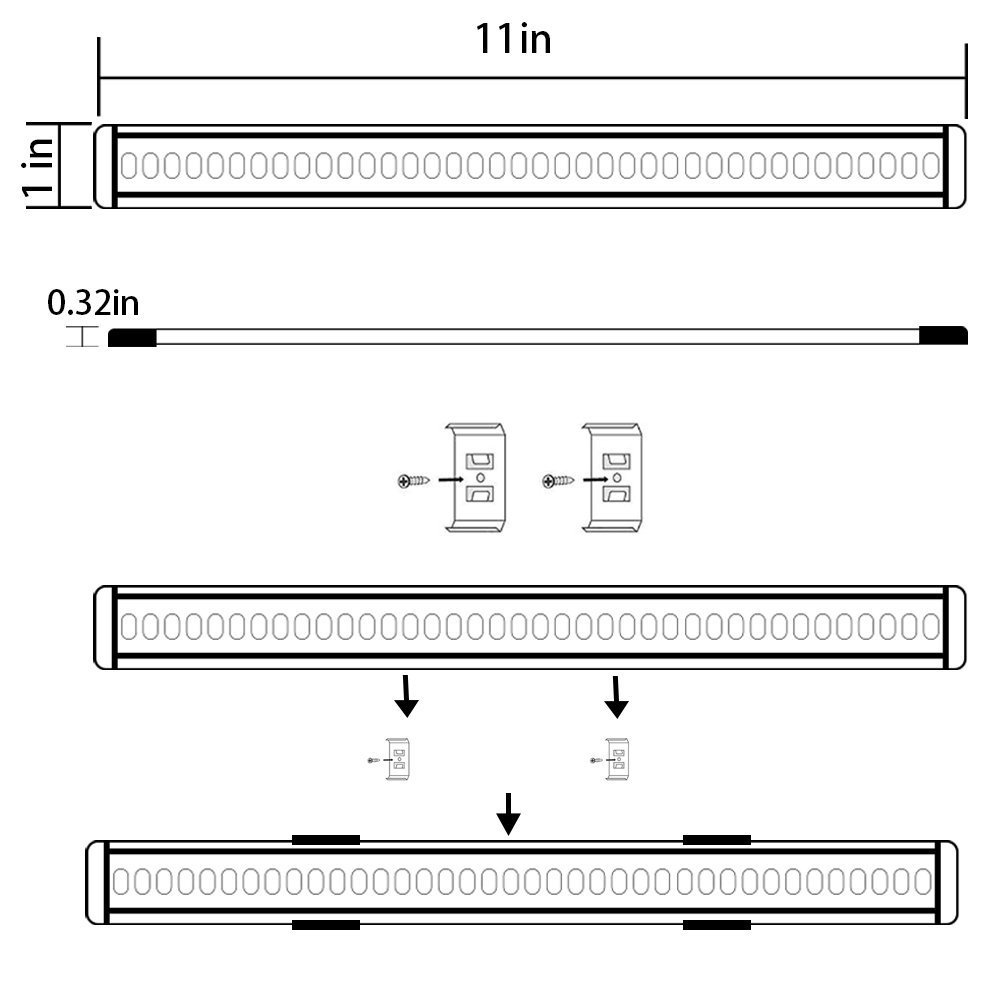 Dimmable LED Under Cabinet Lighting Bar, 12V Under Counter LED Light Strip