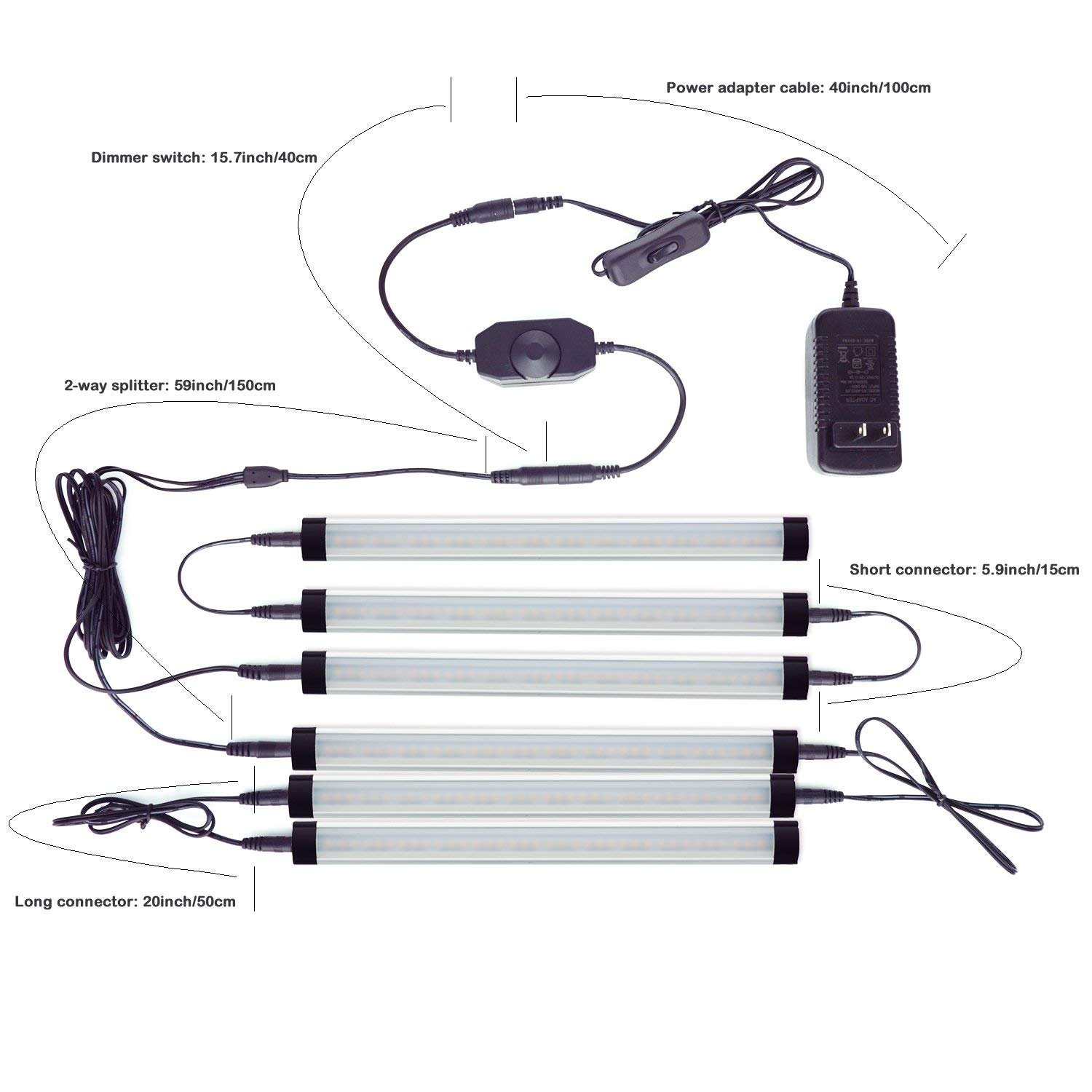 Dimmable LED Under Cabinet Lighting Bar, 12V Under Counter LED Light Strip