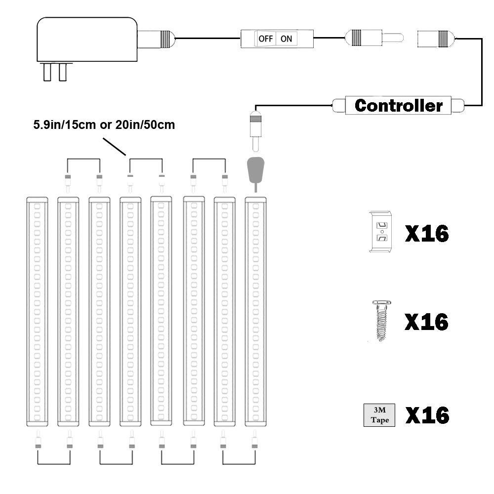 Dimmable LED Under Cabinet Lighting Bar, 12V Under Counter LED Light Strip