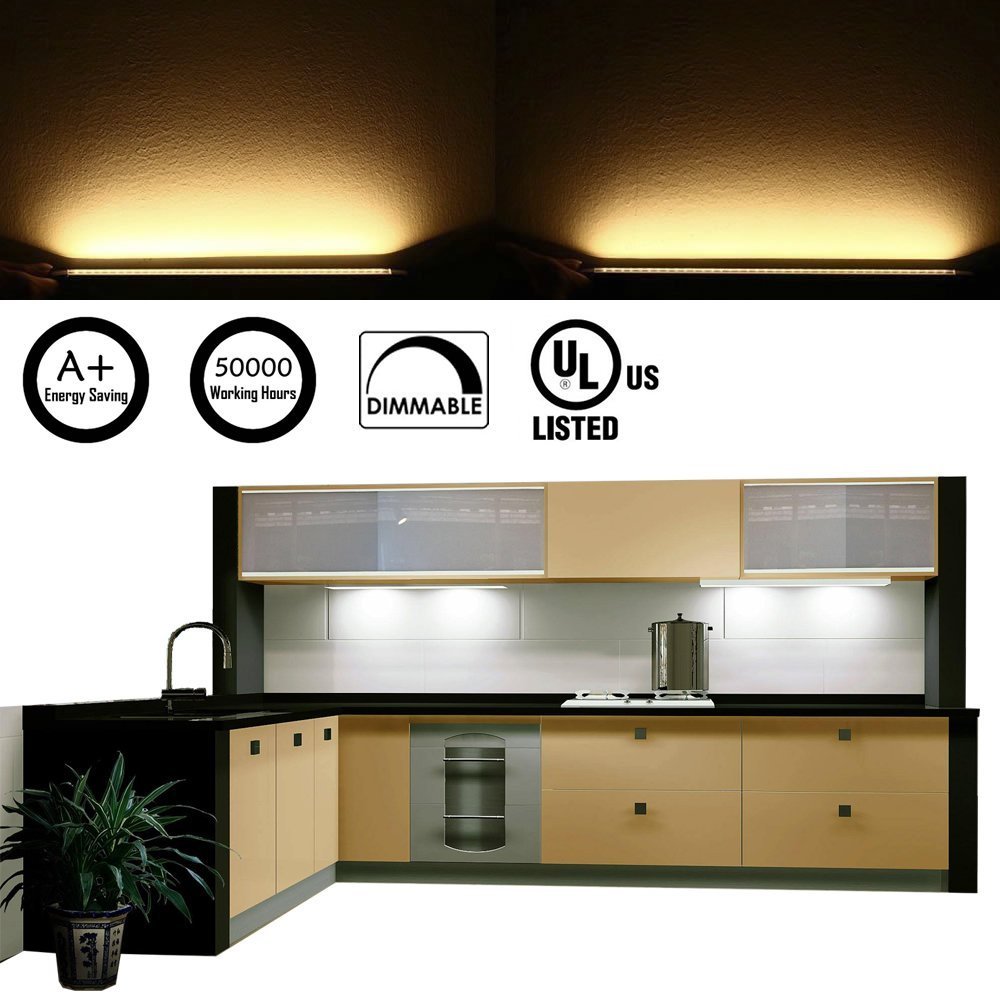 Dimmable Led Under Cabinet Lighting Bar Linkable Kits w/ Rocker Switch Under