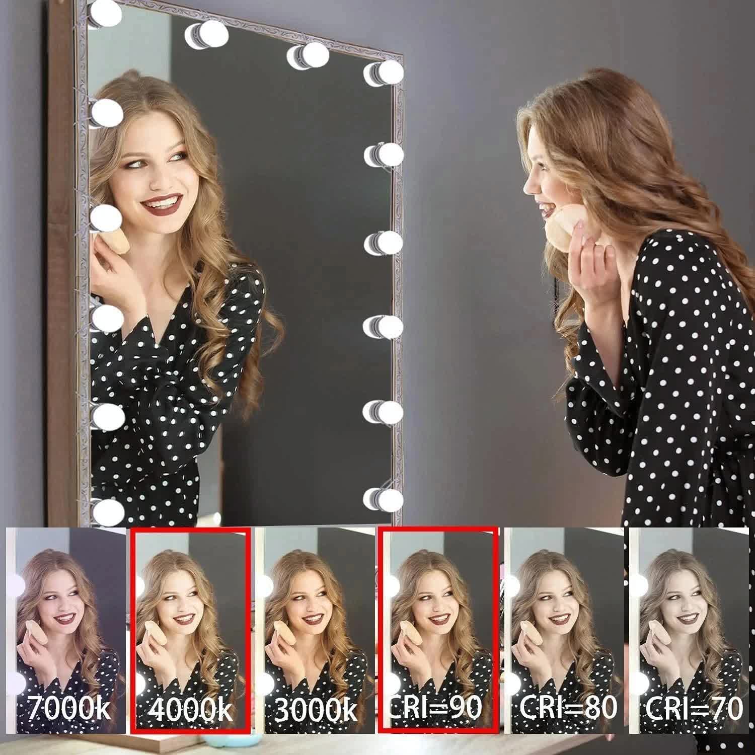 Hollywood LED Vanity Mirror Lights Kit,Stick on Dimmable Makeup Lights, 12V