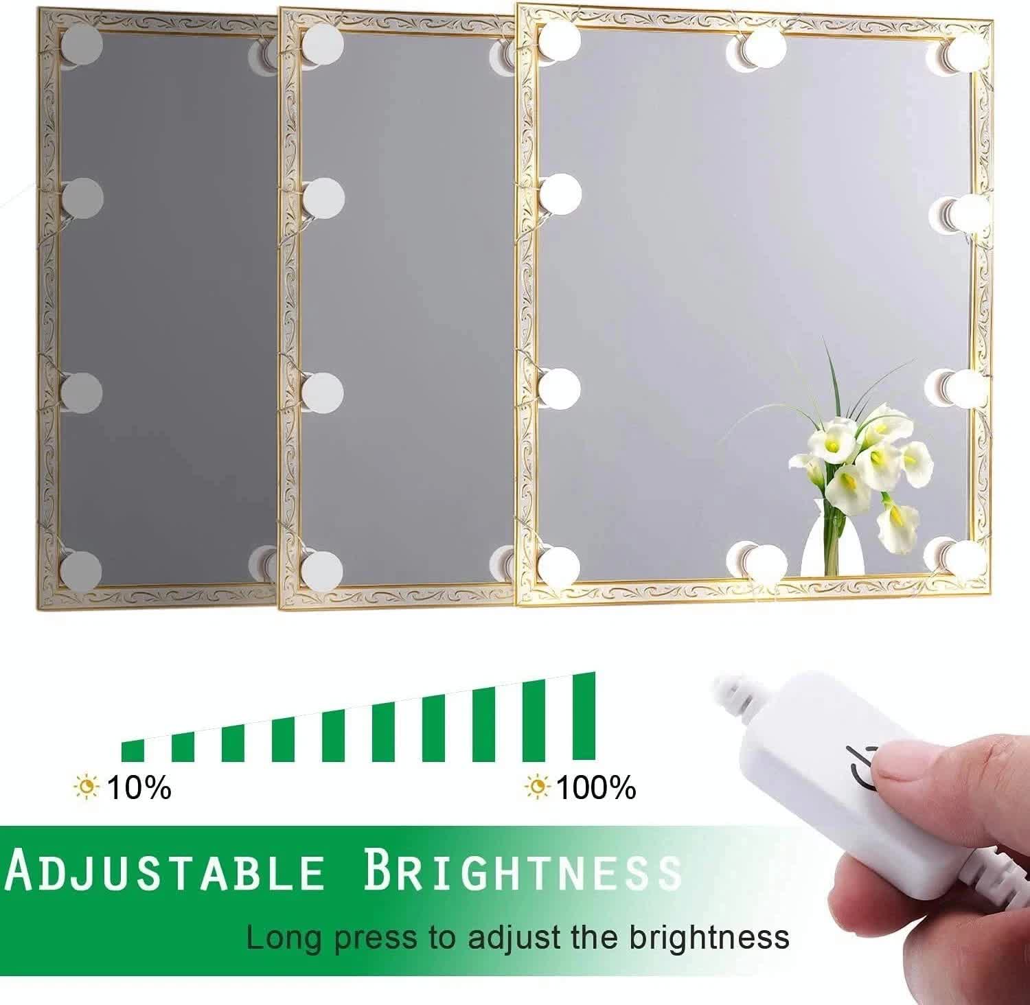 Hollywood LED Vanity Mirror Lights Kit,Stick on Dimmable Makeup Lights, 12V
