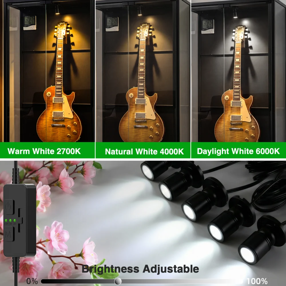 Dimmable LED Mini Spotlight, 12V CCT 2700K-6000K, Adjustable for Display