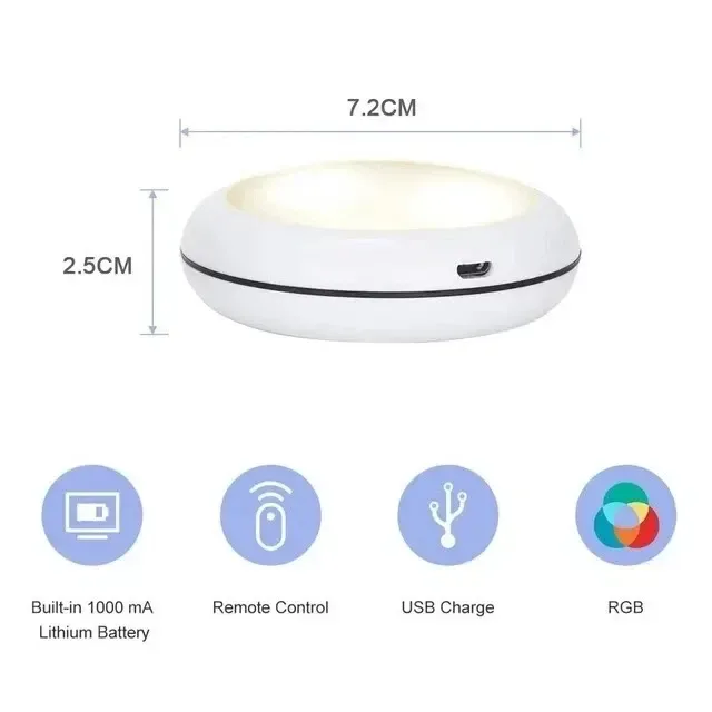 USB Rechangeable RGBW LED Cabinet Light Puck Lights 16Colors Timmer Remote