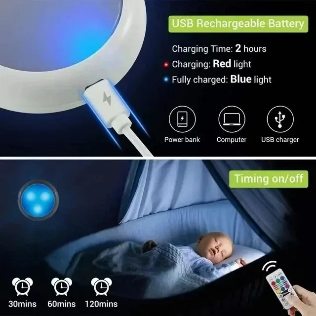 USB Rechangeable RGBW LED Cabinet Light Puck Lights 16Colors Timmer Remote