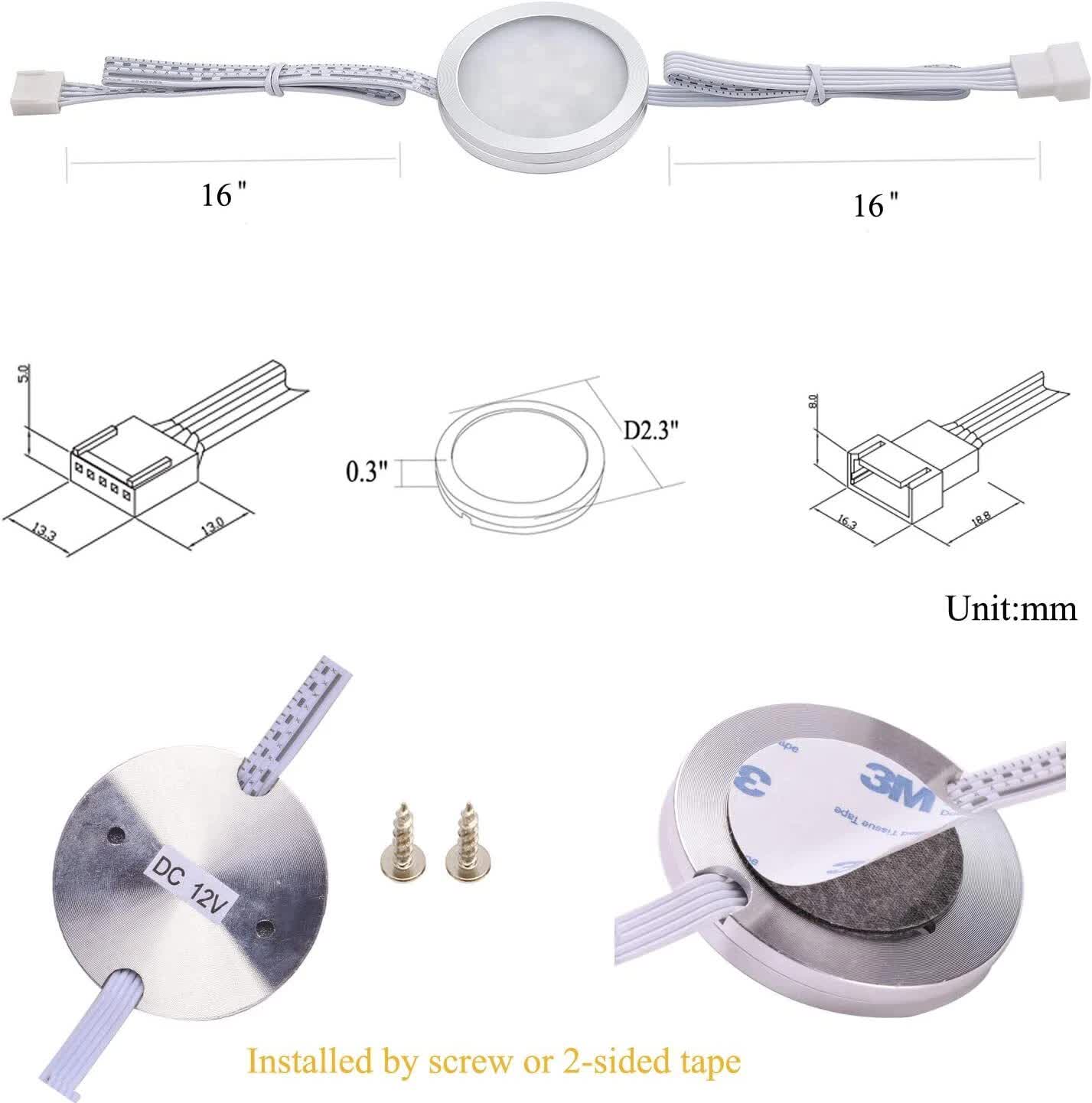 Under Counter LED Light Kit, RGBWW Under Cabinet Lighting, 10 Packs Colored