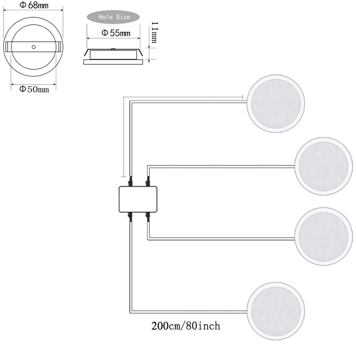 RV Interior Lights AIBOO Super Slim LED Ceiling Lights DC12V 2W 200LM Full