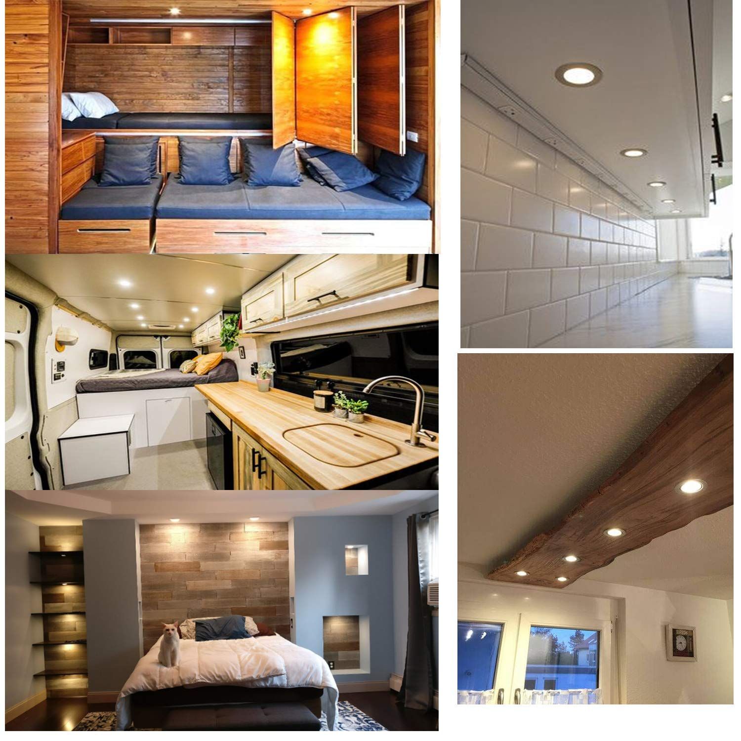 RV Interior Lights AIBOO Super Slim LED Ceiling Lights DC12V 2W 200LM Full