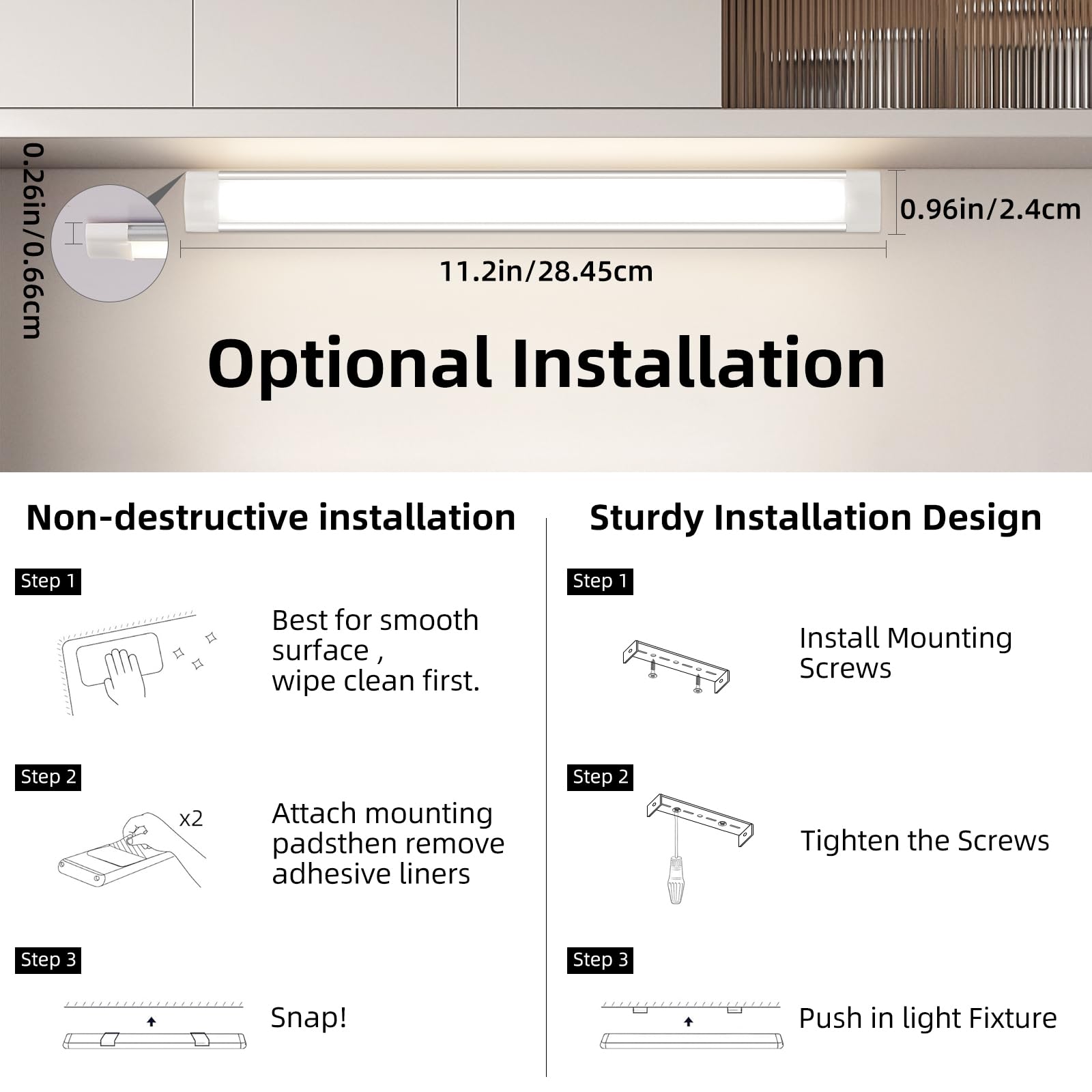 LED Under Cabinet Kitchen Lights for Motion Sensor Light,Dimmable 4000K Under