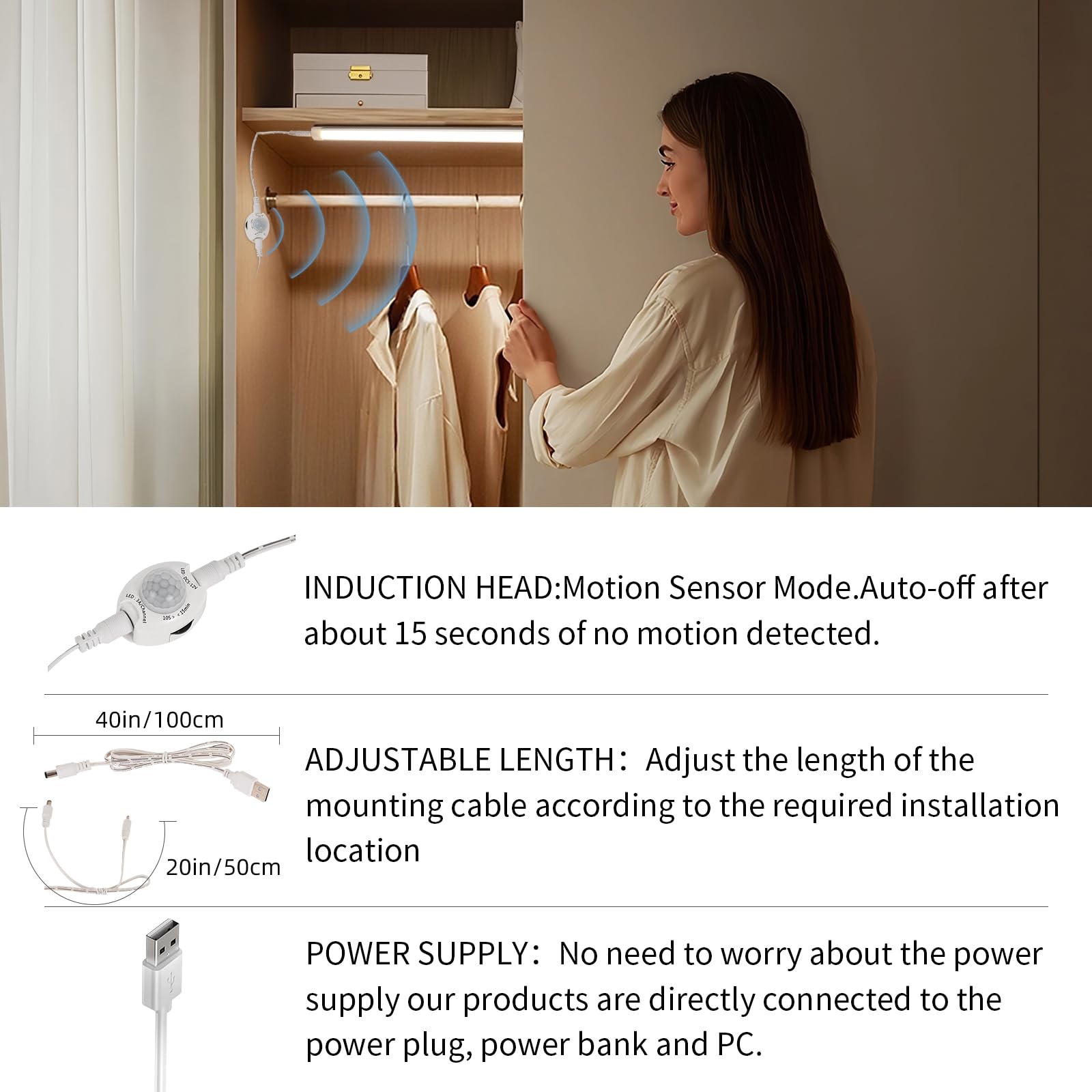 LED Under Cabinet Kitchen Lights for Motion Sensor Light,Dimmable 4000K Under