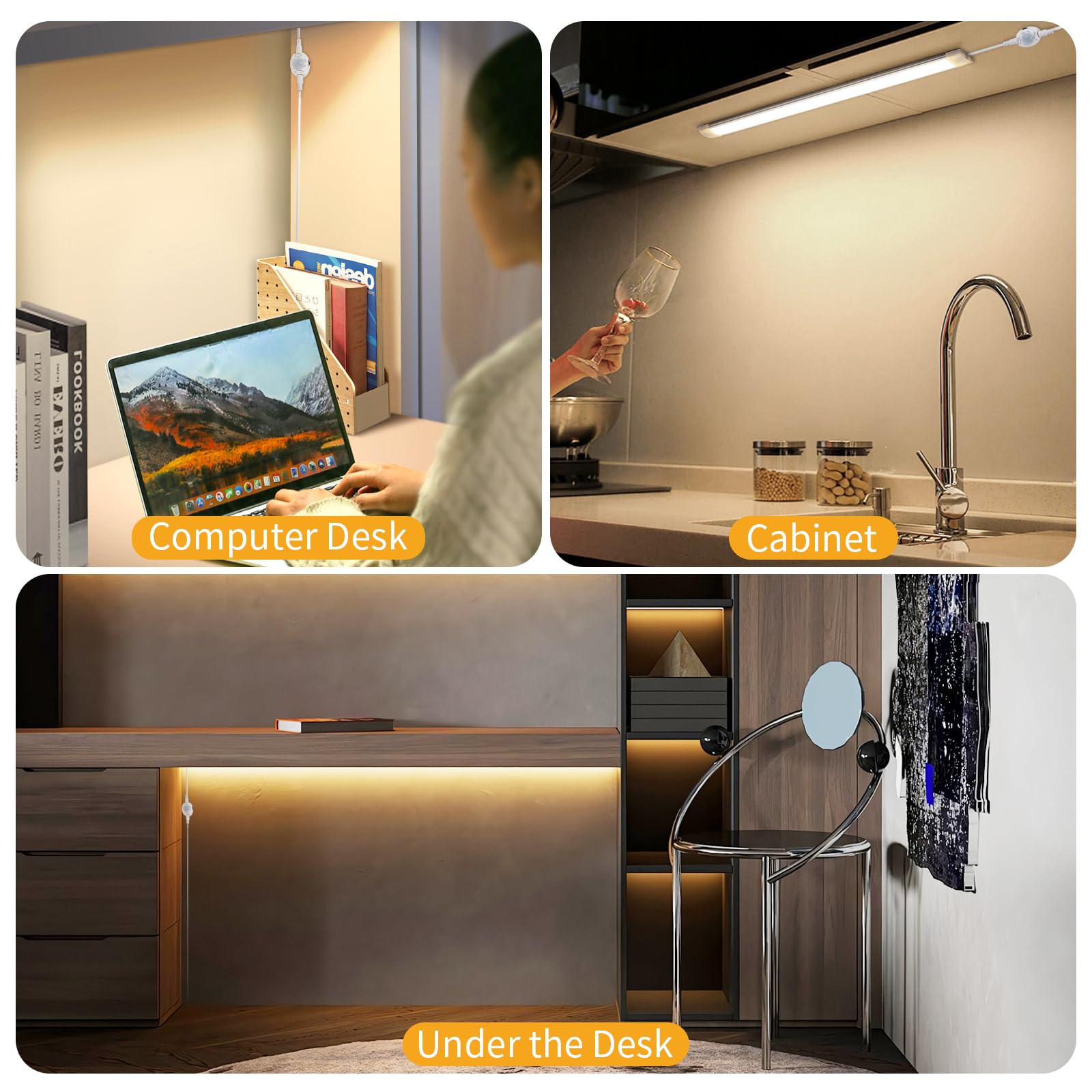 LED Under Cabinet Kitchen Lights for Motion Sensor Light,Dimmable 4000K Under