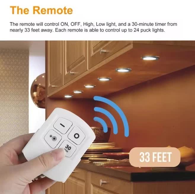 6 LED Light Set with Remote - Warm White for Cabinets & Displays
