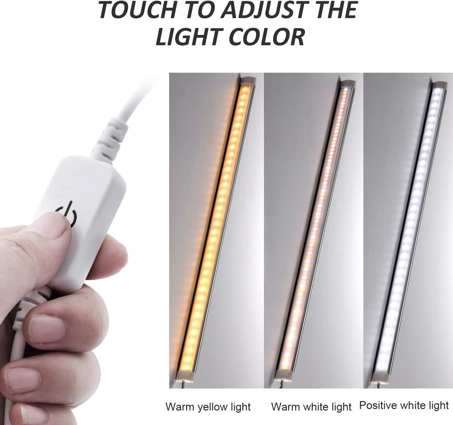 Dimmable Under Cabinet LED Lighting, Smart Touch Memory Function, 5V USB Powered