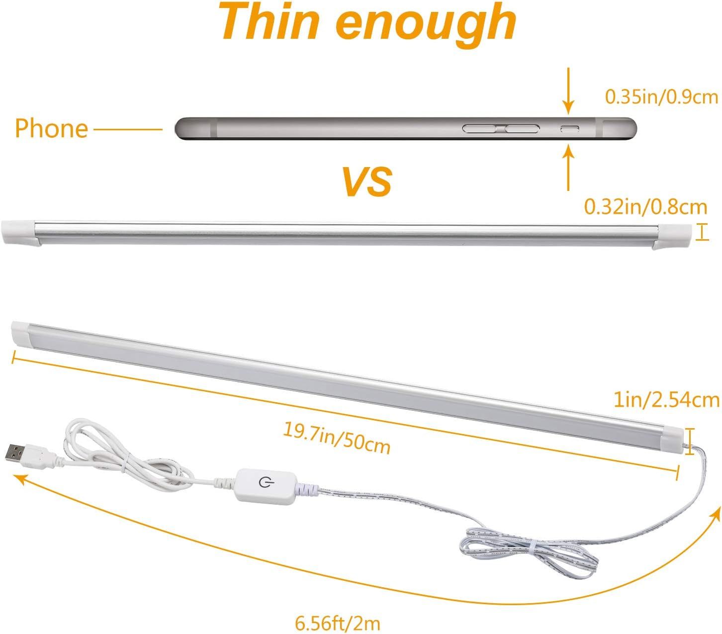 Dimmable Under Cabinet LED Lighting, Smart Touch Memory Function, 5V USB Powered