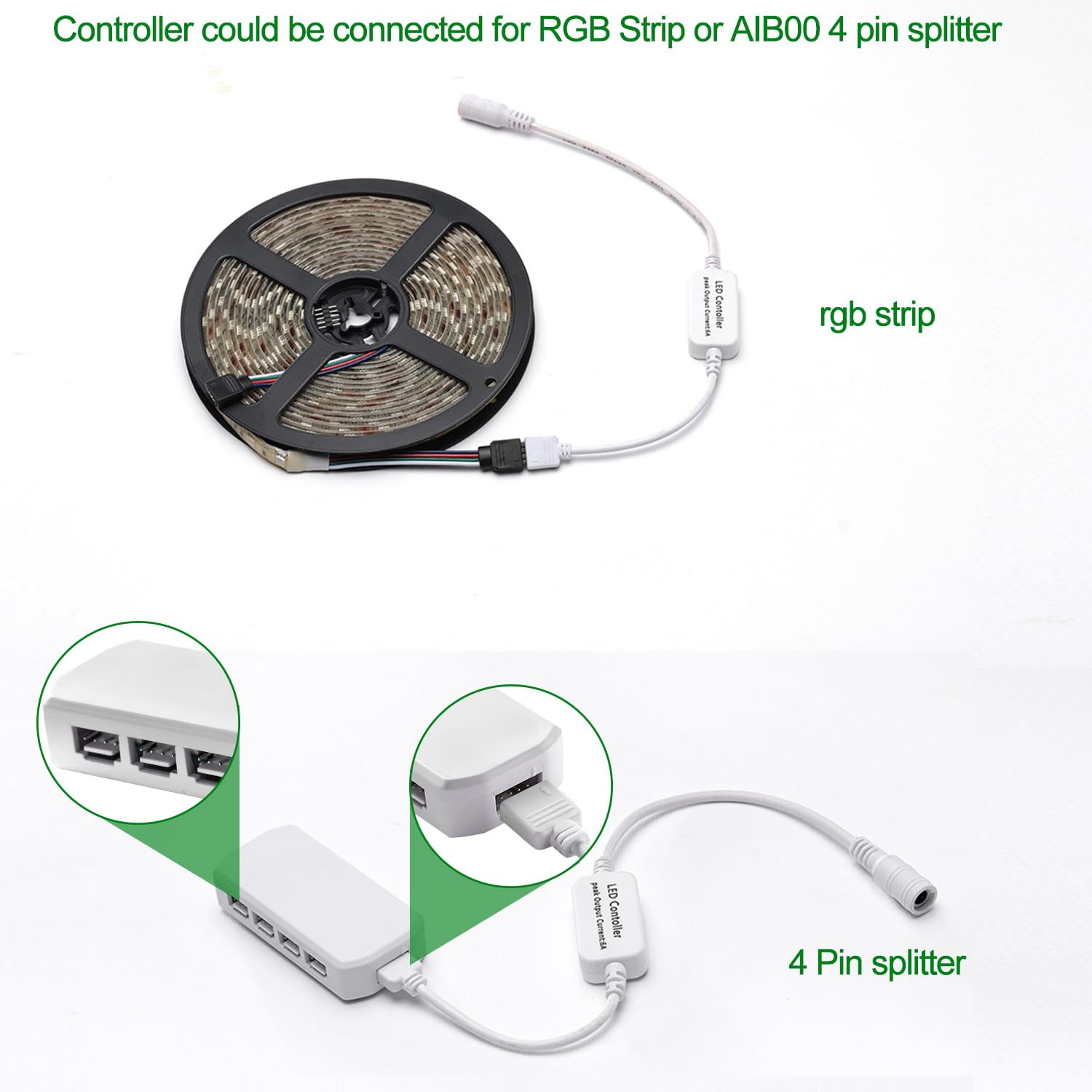 Mini Remote Controller for RGB Color LED Strip Lights, RF Dimmer for 12V DC LED