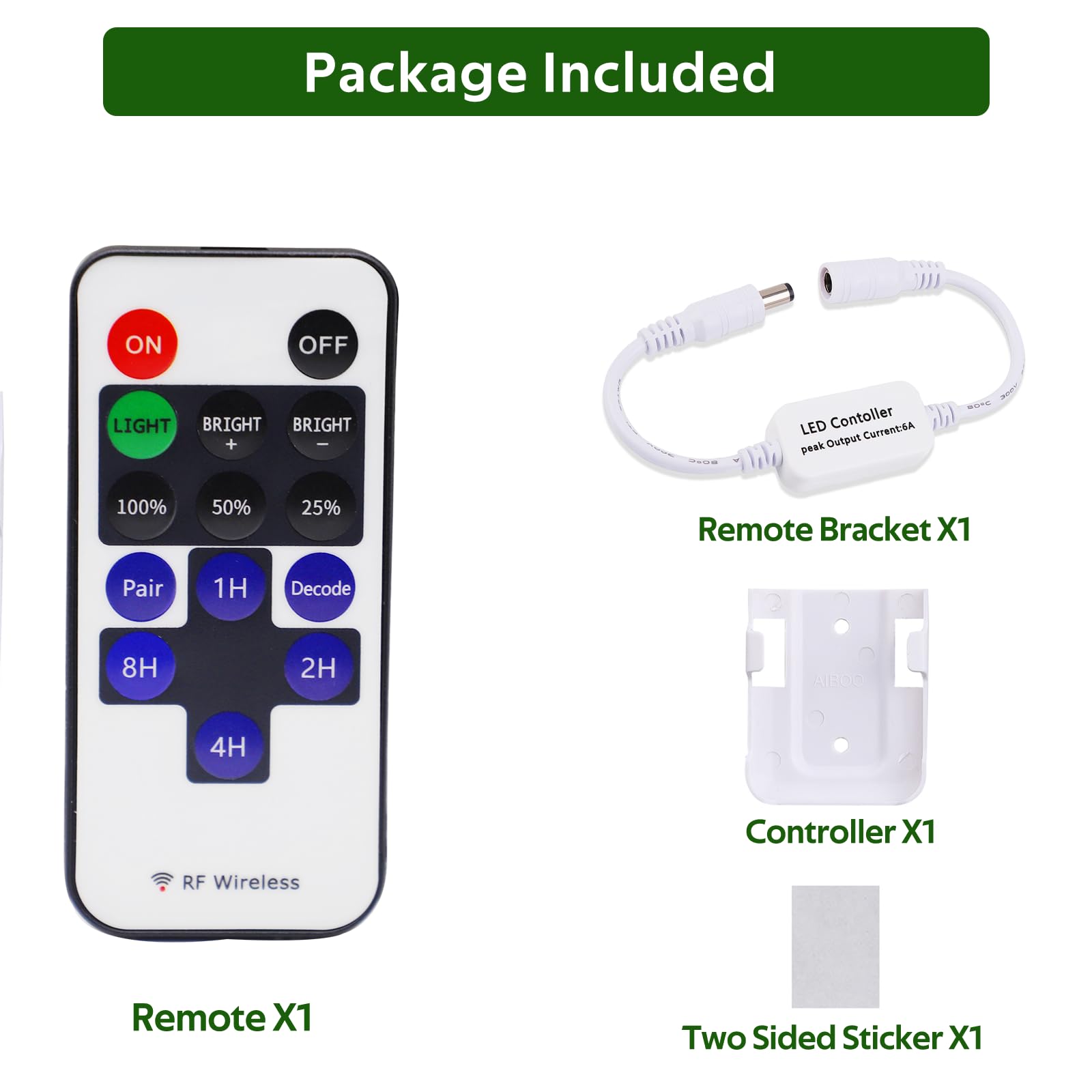 Updated Mini Remote Control for Single Color LED Strip Lights, RF Dimmer for 12V