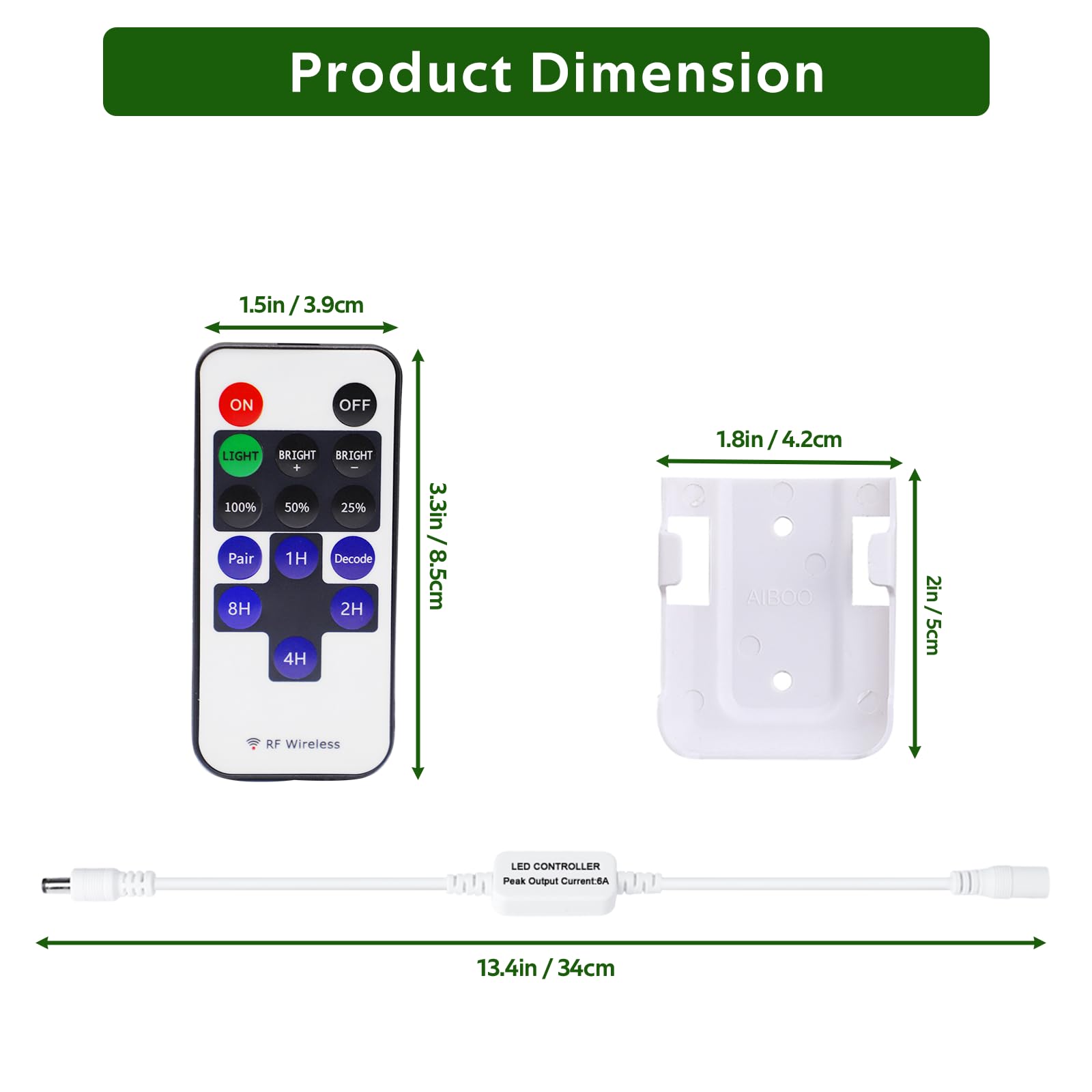 Updated Mini Remote Control for Single Color LED Strip Lights, RF Dimmer for 12V