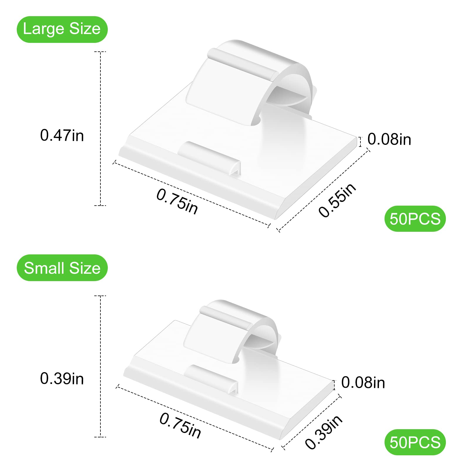 100PCS Cable Clips White, AIBOO Upgraded Wire Clips Adhesive w/ 50PCS Small Size