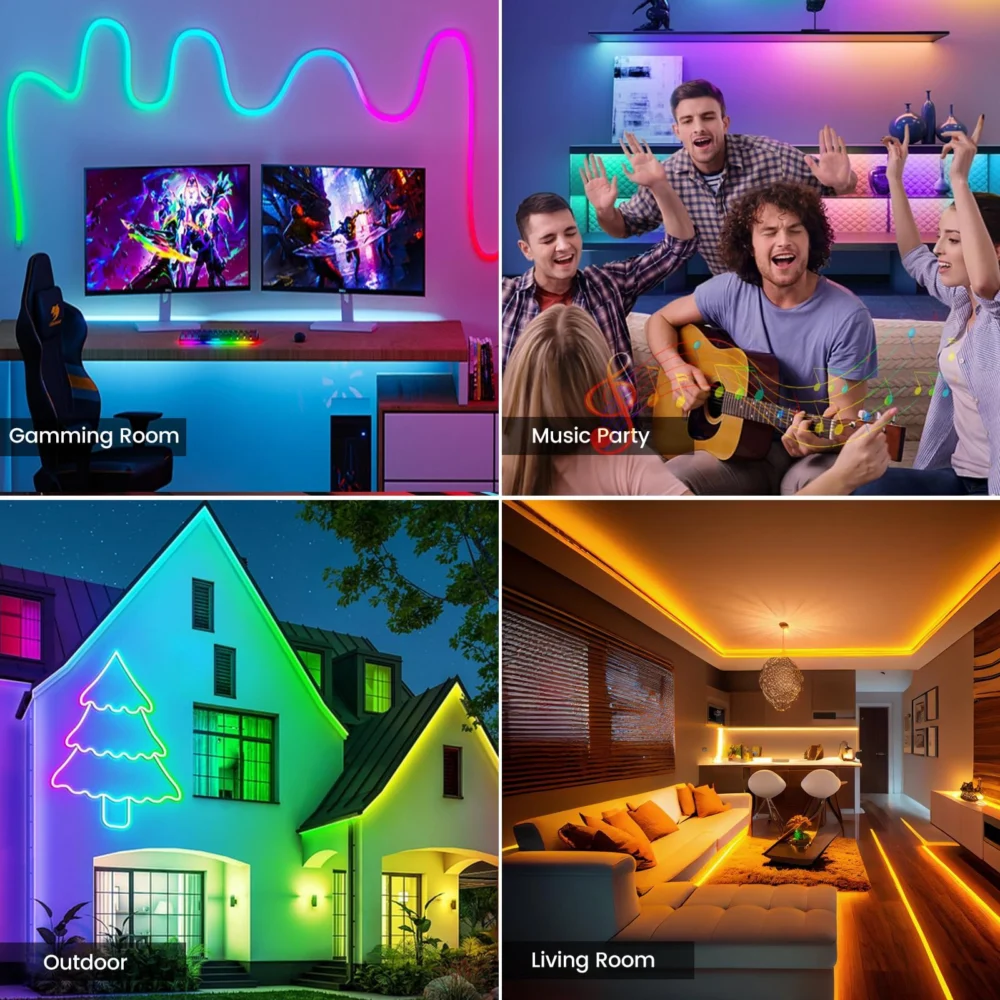 32.8ft LED Neon Rope Lights w/ APP/Remote Control,Flexible DIY Design,Music Sync