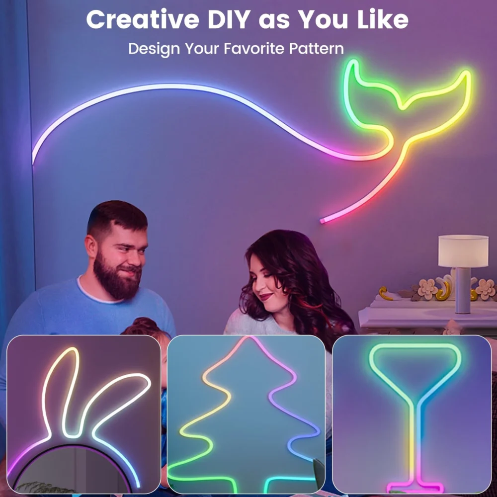 32.8ft LED Neon Rope Lights w/ APP/Remote Control,Flexible DIY Design,Music Sync