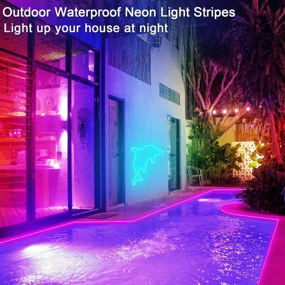 32.8ft LED Neon Rope Lights w/ APP/Remote Control,Flexible DIY Design,Music Sync