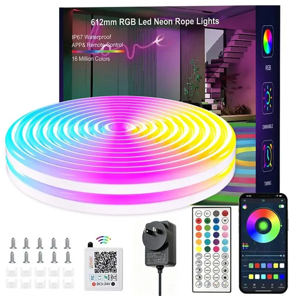 16.4FT Led Neon Rope Lights w/ APP/Remote Control, Flexible DIY Design, Music