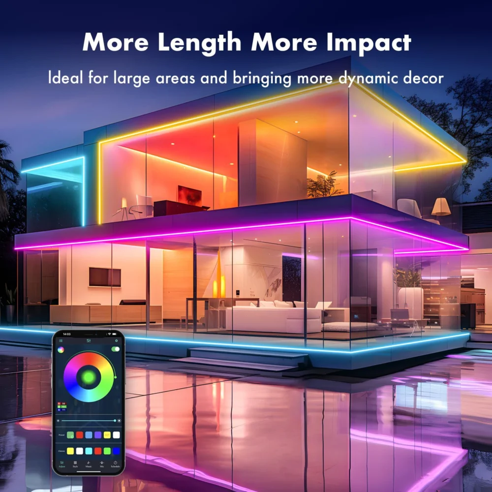 16.4FT Led Neon Rope Lights w/ APP/Remote Control, Flexible DIY Design, Music