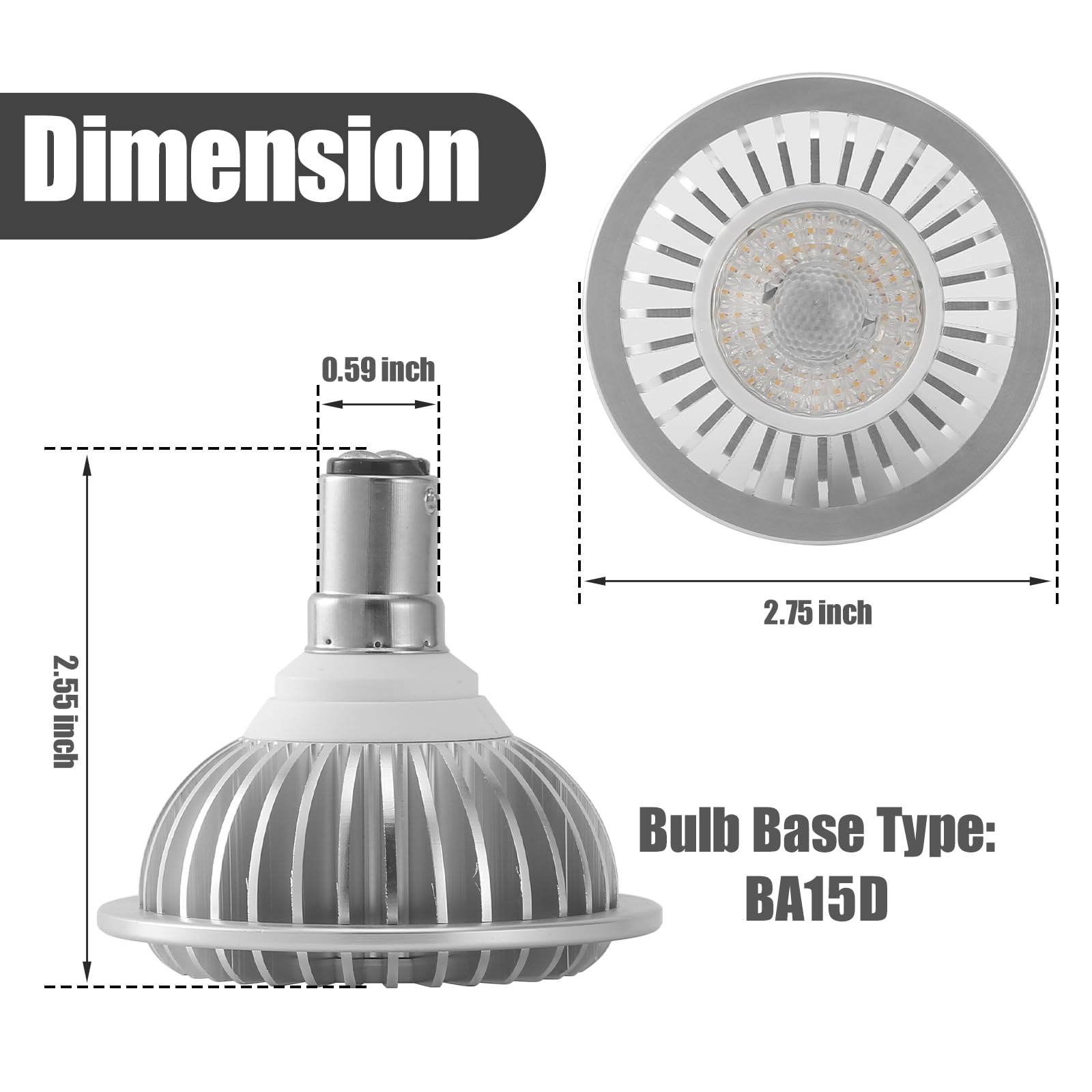 AR70 LED Light Bulb BA15D B15 Base, AC/DC12V Input, 7W 500lm for Home Household