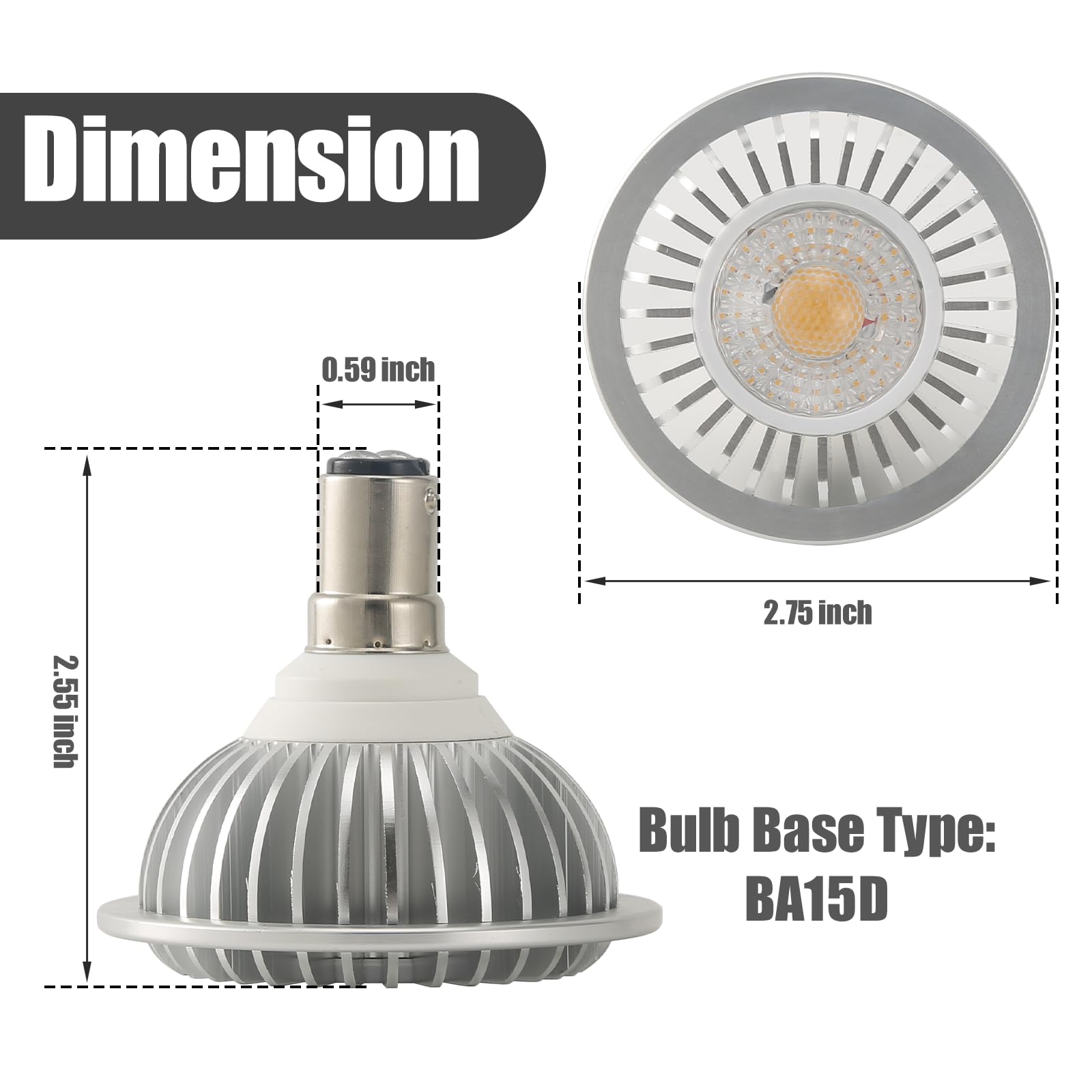 AR70 LED Light Bulb BA15D B15 Base, AC/DC12V Input, 7W 500lm for Home Household