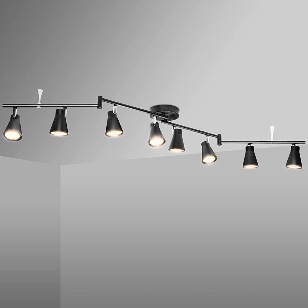 Flexible Track Lighting Fixture, Foldable Ceiling Spot Light w/ Adjustable 8