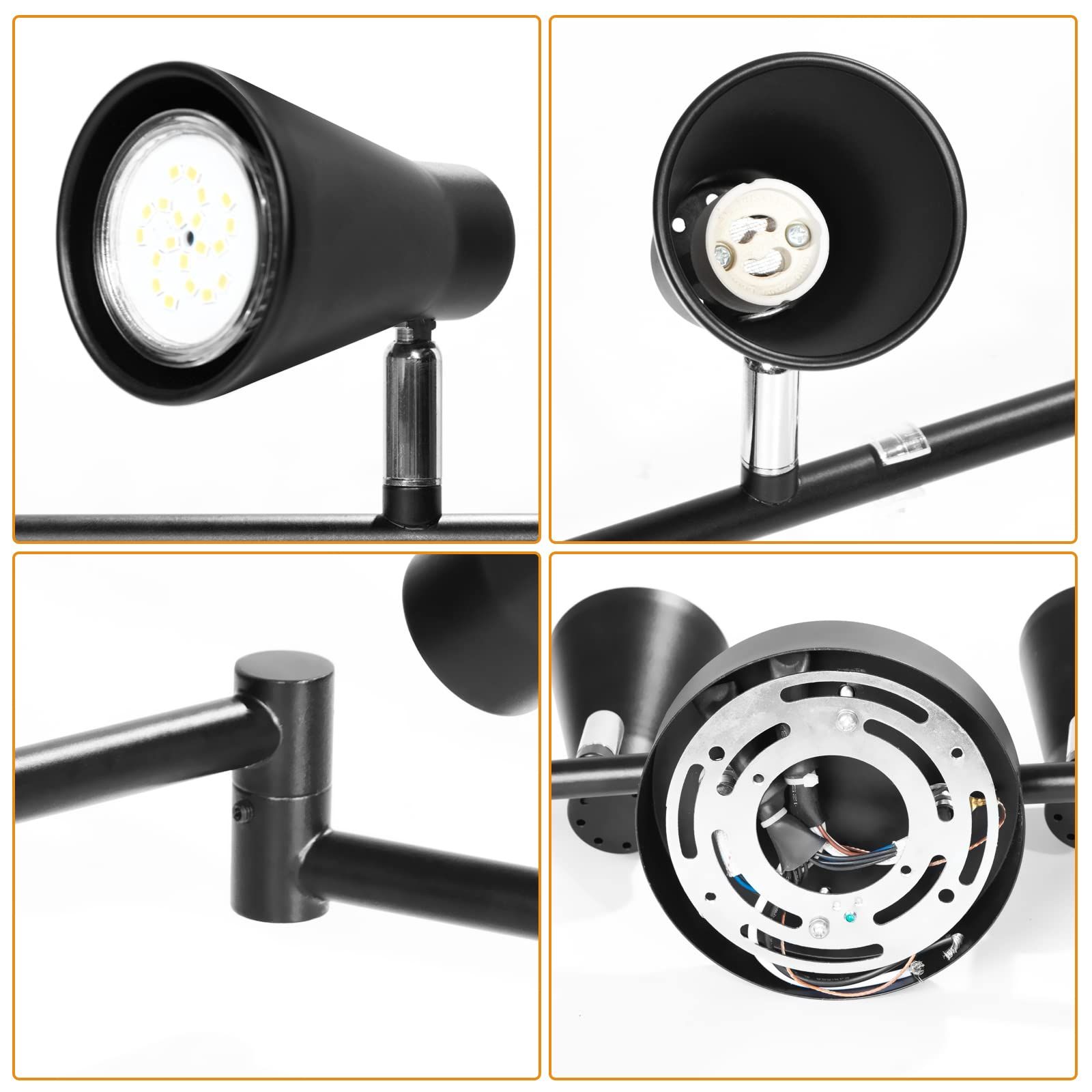 Flexible Track Lighting Fixture, Foldable Ceiling Spot Light w/ Adjustable 8