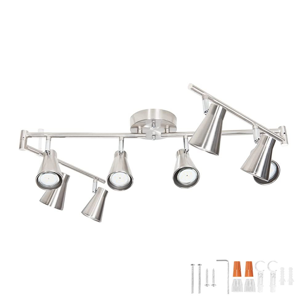 LED 8 Light Track Lighting Fixture Flexible, Adjustable Ceiling Spot Light w