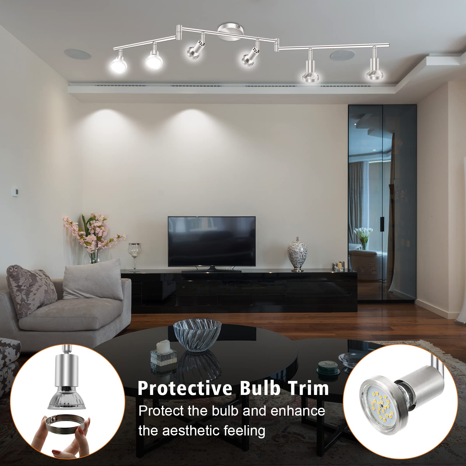 LED Ceiling Light 6 Way Rotatable Spot Lights for Ceiling,Flexible Ceiling