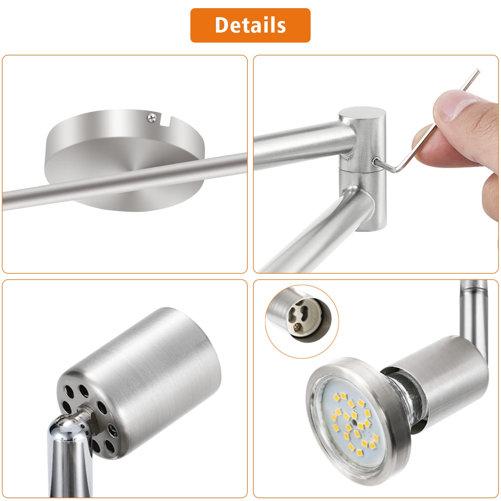 LED Ceiling Light 6 Way Rotatable Spot Lights for Ceiling,Flexible Ceiling