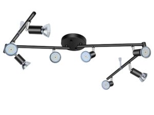 Black Track Lighting Fixture Ceiling, LED Flexible Track Lights w/ Swing Arm