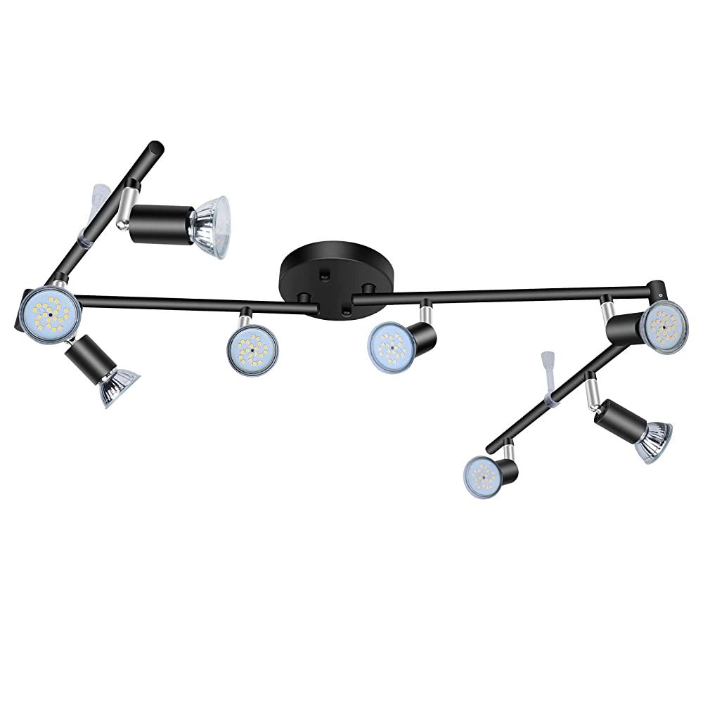 Black Track Lighting Fixture Ceiling, LED Flexible Track Lights w/ Swing Arm