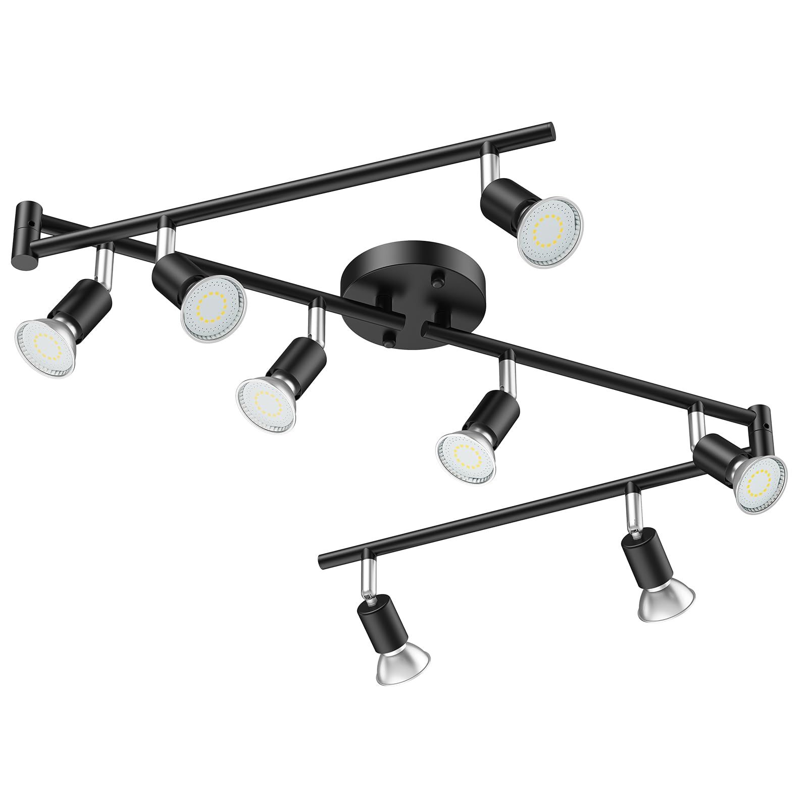 Black Track Lighting Fixture Ceiling, LED Flexible Track Lights w/ Swing Arm