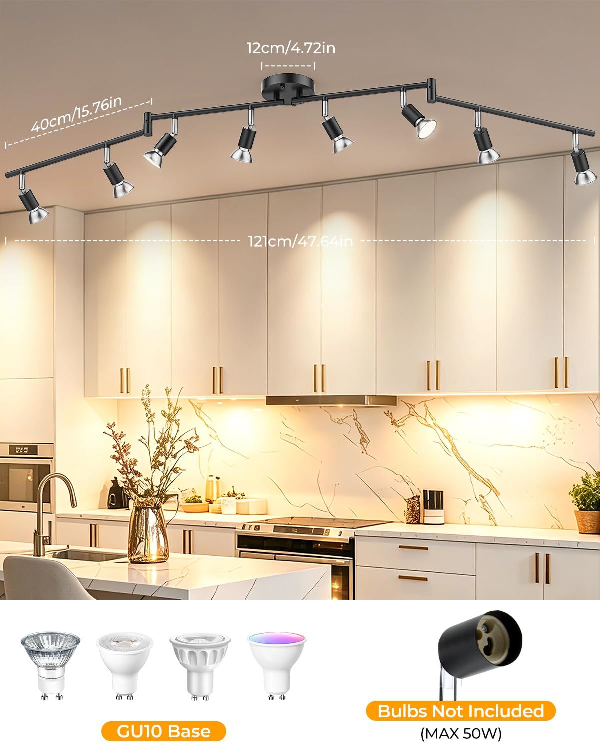 Black Track Lighting Fixture Ceiling, LED Flexible Track Lights w/ Swing Arm
