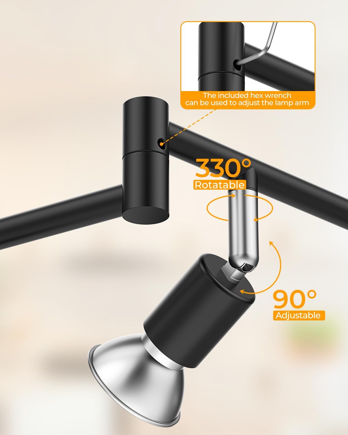 Black Track Lighting Fixture Ceiling, LED Flexible Track Lights w/ Swing Arm