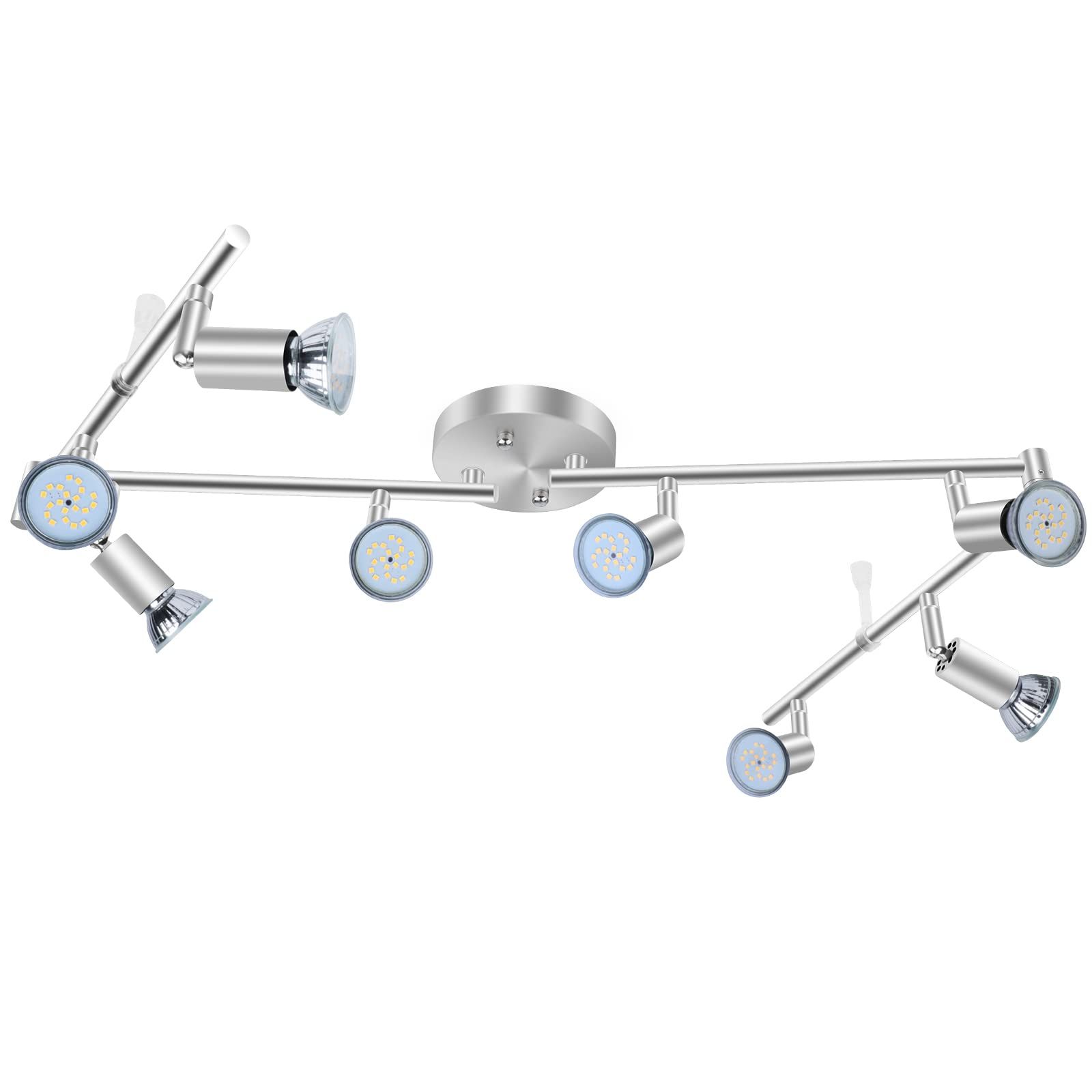 8 Lights LED Track Lighting Kit, Foldable Ceiling Spot Lighting w/ Flexibly